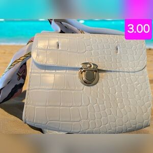 White Crossbody purse with scarf